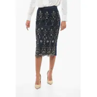 Fuste lungi Lace Longuette With Embroidery And Rhinestones Femei
