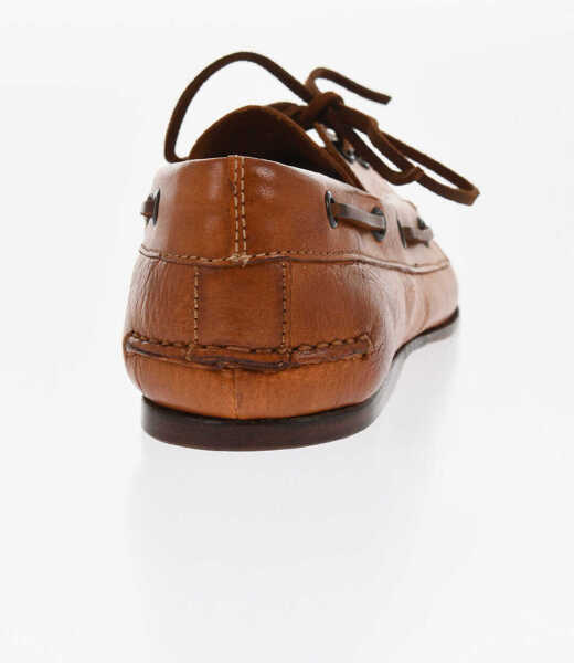 Pantofi de navigatie CORNELIANI Solid Color Leather Boat Deck Shoes Brown Barbati (BM 18605416) 2