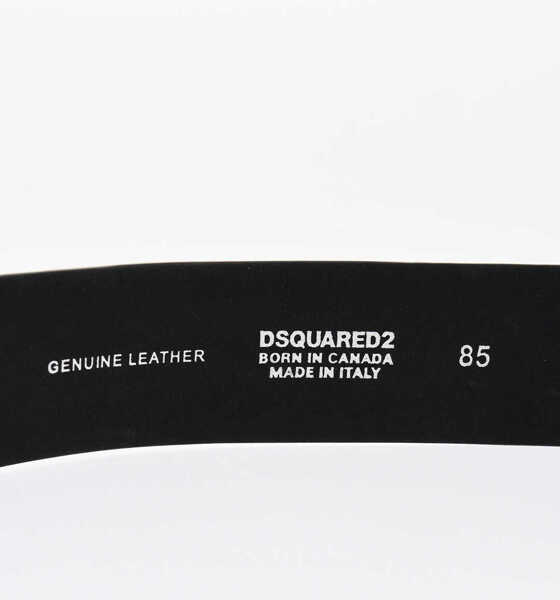 Curele DSQUARED2 Animal Motif Leather Belt 40Mm Black & White Femei (BM 18605419) 3