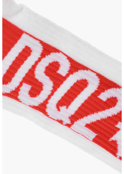 Sosete DSQUARED2 Two-Tone Long Socks With Monogram White Barbati (BM 18605425) 2
