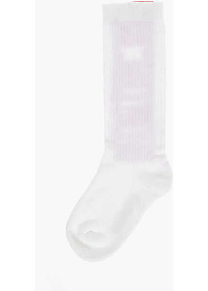 Sosete DSQUARED2 Two-Tone Long Socks With Monogram White Barbati (BM 18605425) 3
