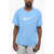 Nike Swim Solid Color Dri-Fit Crew-Neck T-Shirt With Printed Logo Blue