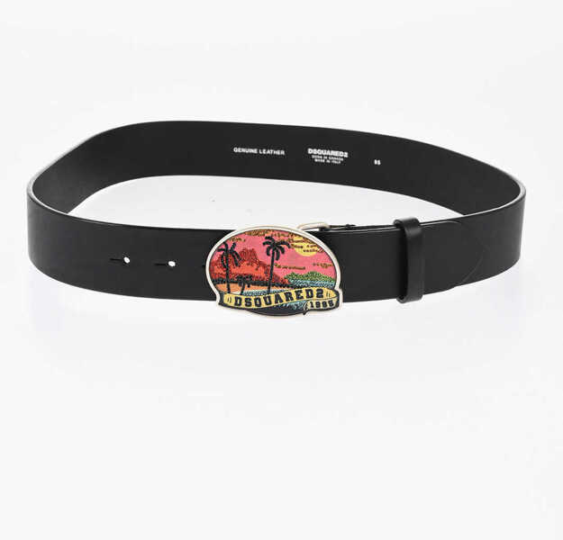 Curele DSQUARED2 Leather Belt With Rhinestone Buckle 40Mm Black Femei (BM 18605449) 2