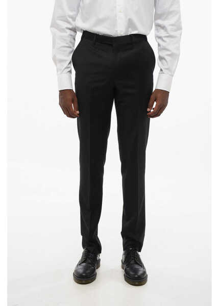 Pantaloni eleganti CORNELIANI Trend Virgin Wool Pants With Flush Pockets Black Barbati (BM 18605452) 1