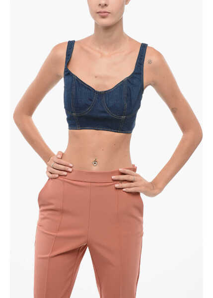 Bluze Elisabetta Franchi Dark Wash Denim Bustier Top Blue Femei (BM 18605509) 1