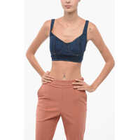 Bluze Dark Wash Denim Bustier Top Femei