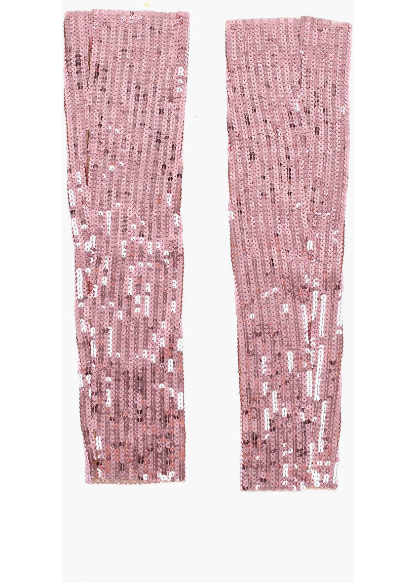 Manusi DSQUARED2 Solid Color Sequined Muffs Pink Femei (BM 18605515) 1
