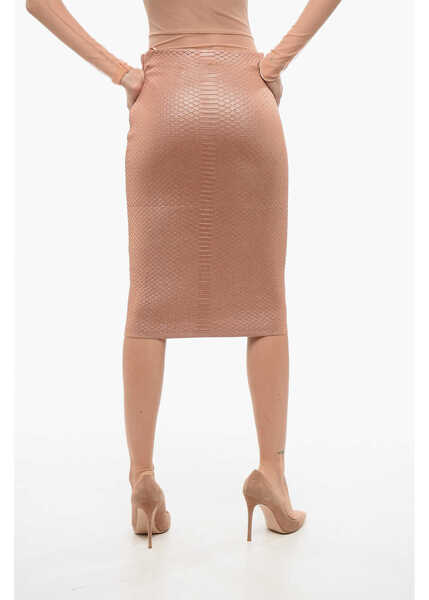 Fuste lungi Elisabetta Franchi Lam Fabric Jacquard Skirt Pink Femei (BM 18605524) 2