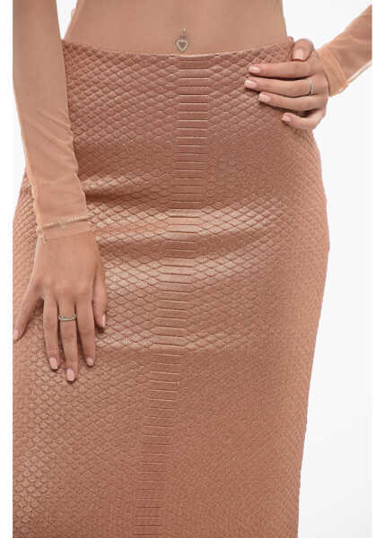 Fuste lungi Elisabetta Franchi Lam Fabric Jacquard Skirt Pink Femei (BM 18605524) 3