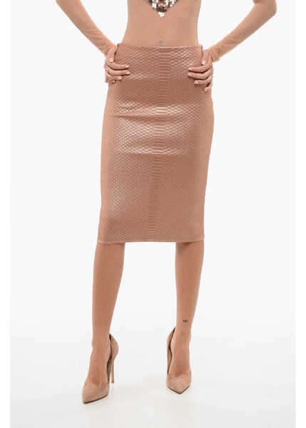 Fuste lungi Elisabetta Franchi Lam Fabric Jacquard Skirt Pink Femei (BM 18605524) 1