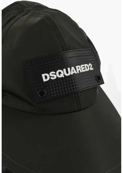 Caciuli DSQUARED2 Nylon Sahara Hat With Logo Patch Green Barbati (BM 18605530) 3