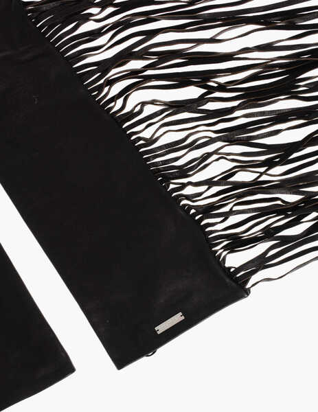 Manusi DSQUARED2 Leather Warm Gloves With Fringes Brown Femei (BM 18605539) 2