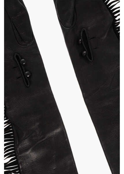 Manusi DSQUARED2 Leather Warm Gloves With Fringes Brown Femei (BM 18605539) 4