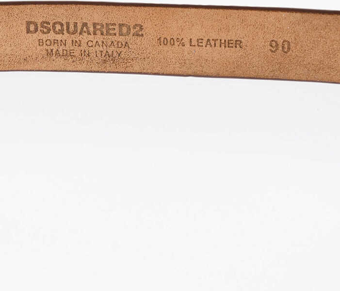 Curele DSQUARED2 Solid Color Leather Belt 30Mm Brown Barbati (BM 18605542) 3