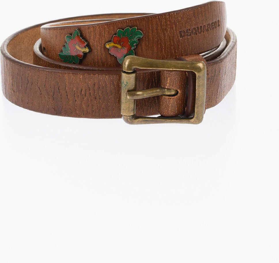 Curele DSQUARED2 Solid Color Leather Belt 30Mm Brown Barbati (BM 18605542) 1
