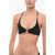 C&eacute;line Solid Color Triomphe Bikini Top With Golden Detail Black