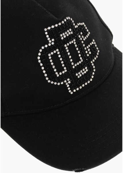 Caciuli DSQUARED2 Solid Colour Cap With Rhinestone And Beaded Detail Black Femei (BM 18605569) 3