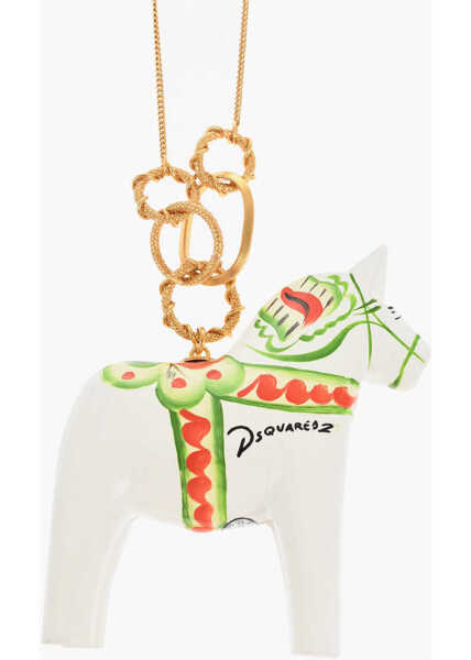 Coliere DSQUARED2 Golden-Effect Chain Necklace With Horse Pendant Multicolor Barbati (BM 18605575) 2