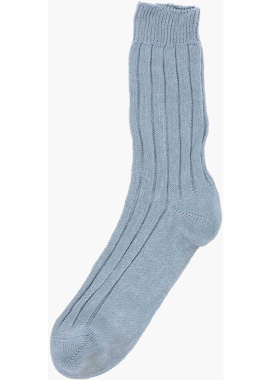 Sosete DSQUARED2 Solid Color Linen Long Socks Light Blue Barbati (BM 18605581) 3