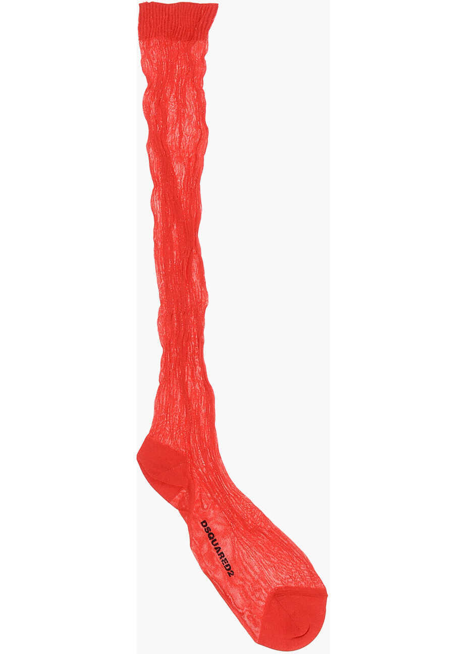 Sosete DSQUARED2 Ribbed Long Socks Red Femei (BM 18605593) 1