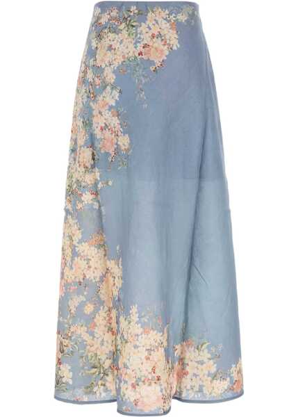 Fuste ZIMMERMANN Cascadian flared Skirt TEAL BLUE BOTANICAL FLORAL Femei (BM 18605680) 2