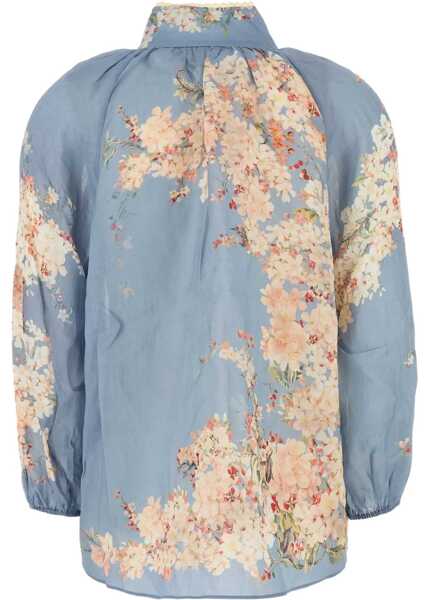 Bluze ZIMMERMANN Cascadian Blouse with puff sleeves TEAL BLUE BOTANICAL FLORAL Femei (BM 18605698) 2