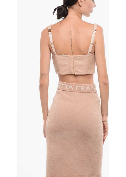 Bluze Elisabetta Franchi Eco-Leather Bustier Top With Beads Pink Femei (BM 18605887) 2