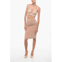 Bluze Elisabetta Franchi Dama - Bluze Elisabetta Franchi Eco-Leather Bustier Top With Beads Pink Femei (BM 18605887) - B-mall.ro