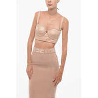 Bluze Eco-Leather Bustier Top With Beads Femei