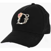 Caciuli Cotton Gabardine Cap With Jewel Monogram Femei
