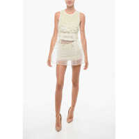 Rochii scurte Mesh Pearl Minidress With Culottes Femei