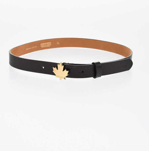 Curele DSQUARED2 Solid Color Leather Belt With Golden-Effect Buckle 30Mm Brown Femei (BM 18605902) 2