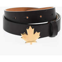Curele Solid Color Leather Belt With Golden-Effect Buckle 30Mm Femei