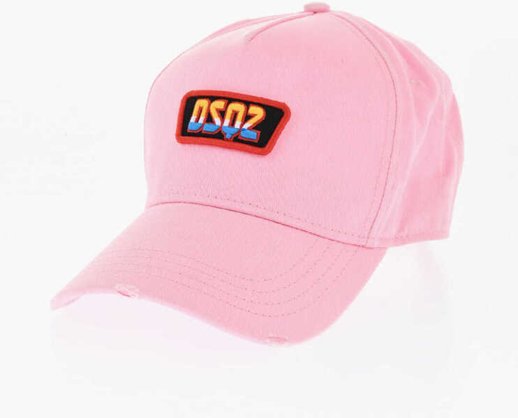 Caciuli DSQUARED2 Vintage Effect Cotton Cap With Patch Pink Femei (BM 18605908) 1