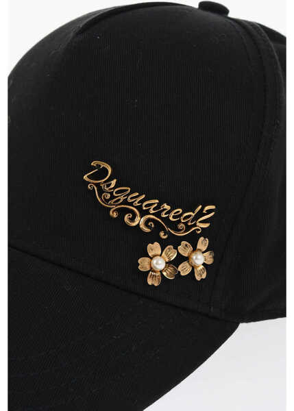 Caciuli DSQUARED2 Cotton Cap With Golden Effect Logo Black Femei (BM 18605917) 2
