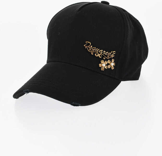 Caciuli DSQUARED2 Cotton Cap With Golden Effect Logo Black Femei (BM 18605917) 1