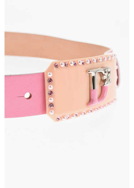 Curele DSQUARED2 Leather Maxi Belt With Metal Buckle 40Mm Pink Femei (BM 18605926) 3