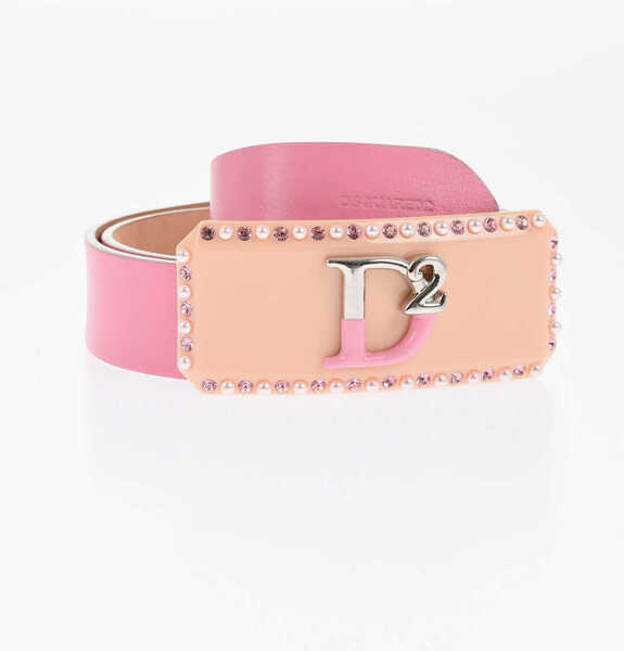 Curele DSQUARED2 Leather Maxi Belt With Metal Buckle 40Mm Pink Femei (BM 18605926) 1