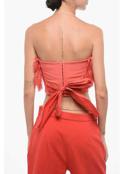 Bluze Elisabetta Franchi Fringed Bodice Top Orange Femei (BM 18605938) 2