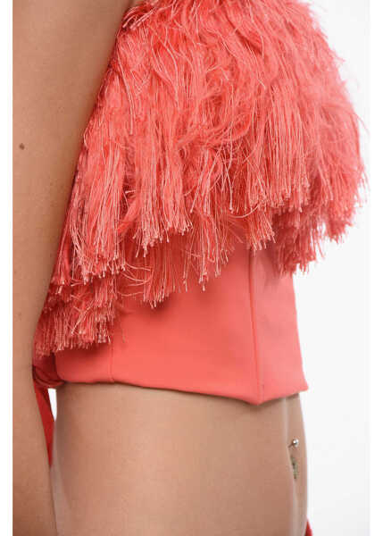 Bluze Elisabetta Franchi Fringed Bodice Top Orange Femei (BM 18605938) 3