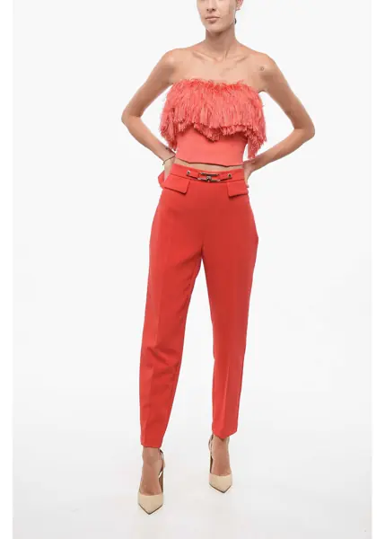 Bluze Elisabetta Franchi Fringed Bodice Top Orange Femei (BM 18605938) 4