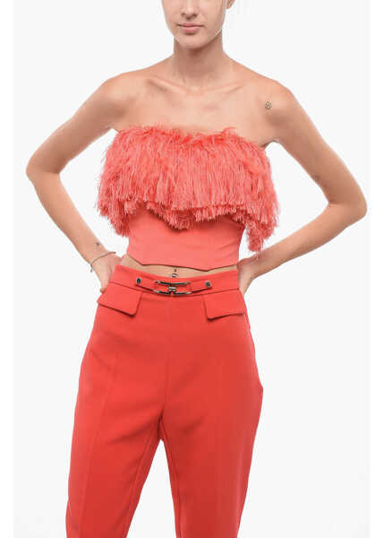 Bluze Elisabetta Franchi Fringed Bodice Top Orange Femei (BM 18605938) 1