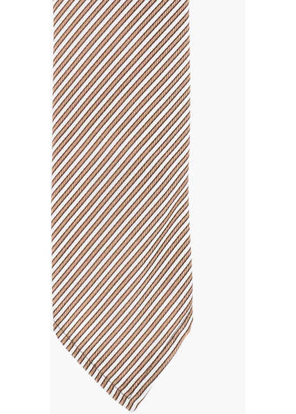 Cravate DSQUARED2 Regimetal Striped Silk Tie Beige Barbati (BM 18605947) 2
