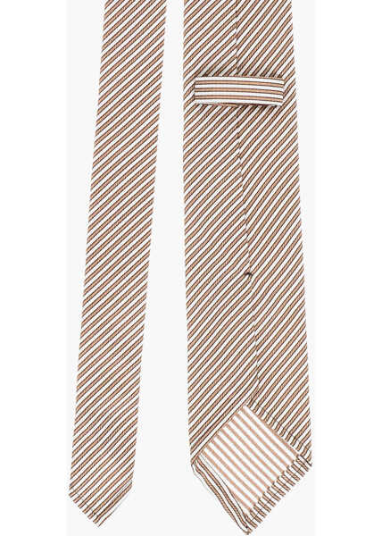 Cravate DSQUARED2 Regimetal Striped Silk Tie Beige Barbati (BM 18605947) 3