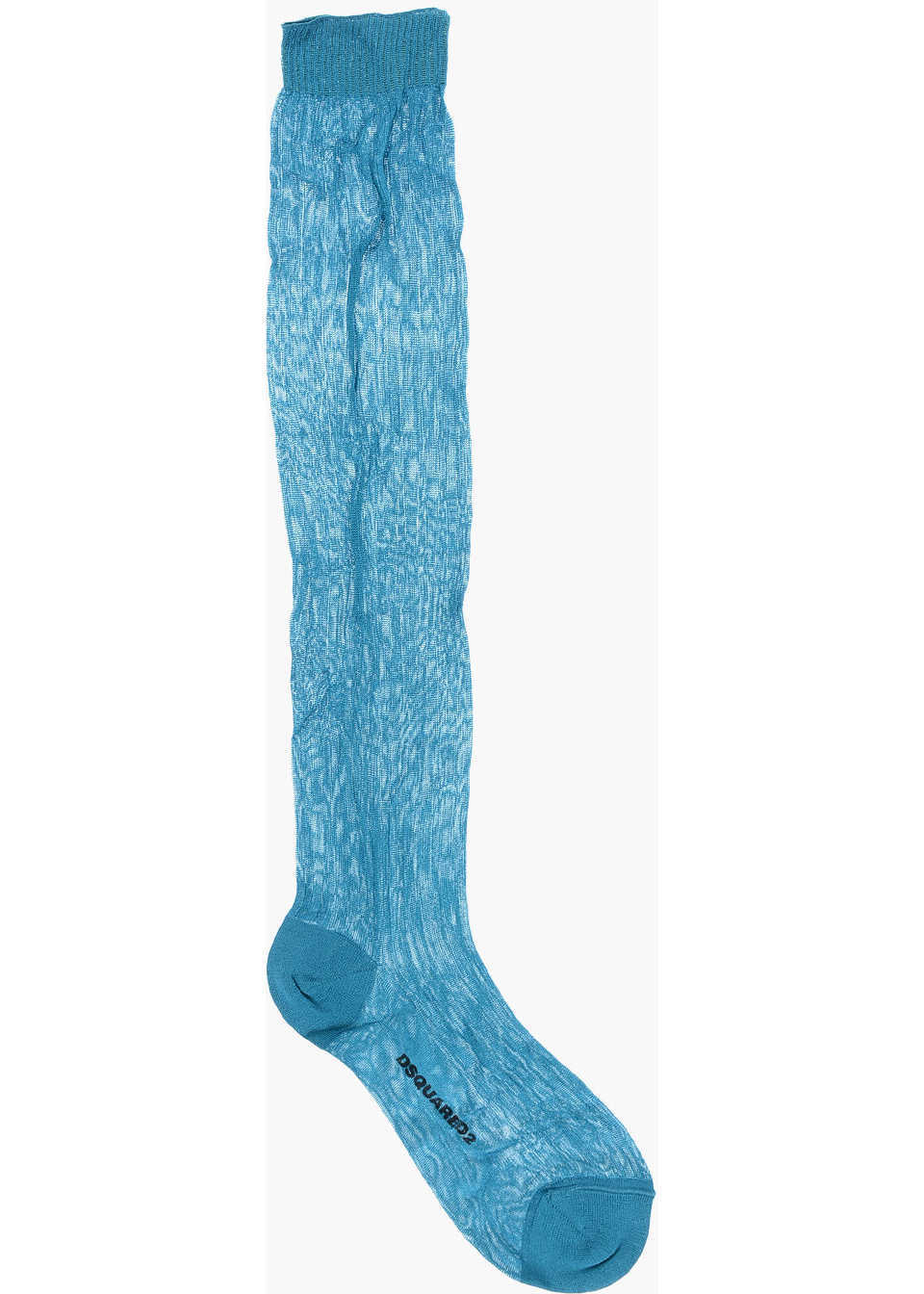 Sosete DSQUARED2 Solid Color Ribbed Long Socks Blue Femei (BM 18605953) 1