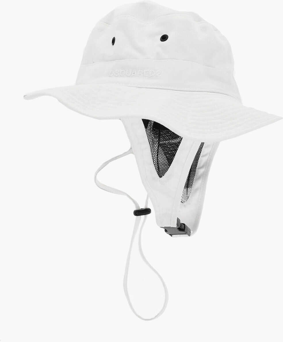 Caciuli DSQUARED2 Solid Color Cotton Bucket Hat White Barbati (BM 18605962) 1