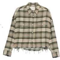 Camasi casual Plaid Shirt with frayed hem Femei