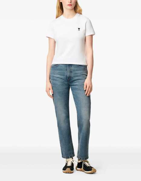 Tricouri AMI Paris Ami De Coeur Cropped T-Shirt BLANC Femei (BM 18606211) 2