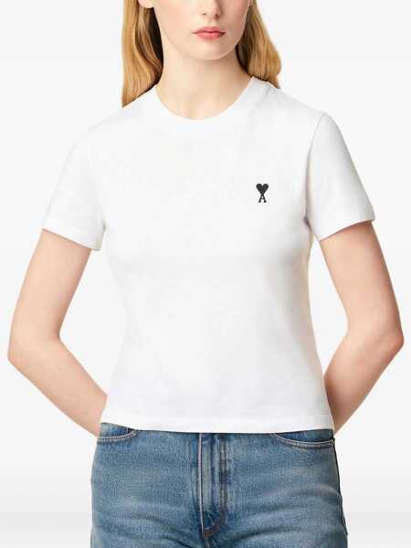 Tricouri AMI Paris Ami De Coeur Cropped T-Shirt BLANC Femei (BM 18606211) 5