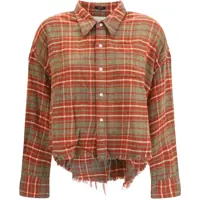 Camasi casual Plaid Shirt with frayed hem Femei